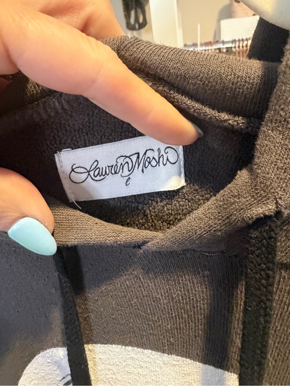 Lauren Moshi Desire Brush Charcoal Peace Sign Paint-Splash Hoodie Dress - Picture 10 of 11